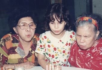 Sarah Huang Benjamin Childhood photo with  Parents